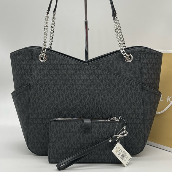 Michael Kors Large X Chain Shoulder Tote Bag & Double Zip Wallet Wristlet - Picture 4 of 13